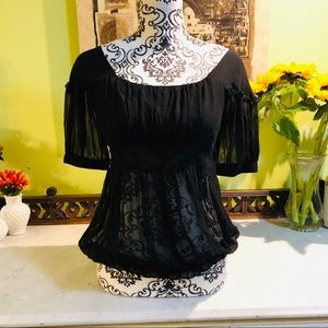 🌻Diane von Furstenberg sheer black silk top. Sz S